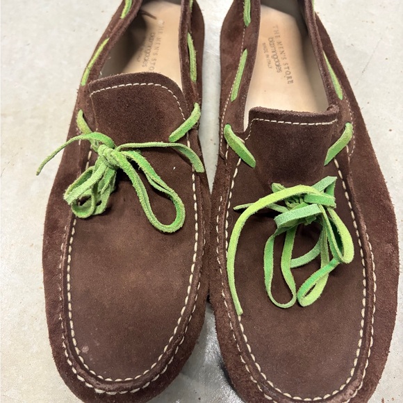 The Men's Store Other - Brown Suede Loafers with Green Laces